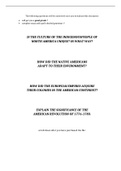 Answer to Essays - Culture of Indigenous People of North America, Native Americans, European Empires and their Colonies, and the Significance of the American Revolution of 1776 to 1783