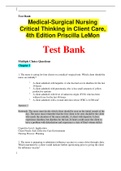 Test Bank for Medical-Surgical Nursing Critical Thinking in Client Care, 4th Edition Priscilla LeMon