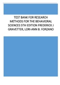 TEST BANK FOR RESEARCH METHODS FOR THE BEHAVIORAL SCIENCES 5TH EDITION FREDERICK J GRAVETTER, LORI-ANN B. FORZANO