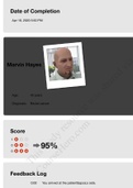  VSIM 8 Marvin Hayes Diagnosis: Rectal cancer;  Feedback Log; scored 95% Latest 2020/2021