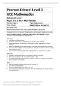 Pearson Edexcel Level 3 GCE Mathematics Advanced Level Paper 1 or 2: Pure Mathematics