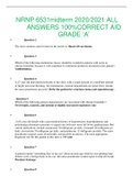 NRNP 6531midterm 2020/2021 ALL ANSWERS 100%CORRECT AID GRADE ‘A’