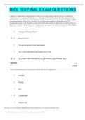 BIOL 101FINAL EXAM QUESTIONS