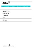 AQA A LEVEL PHYSICS MARKING SCHEME PAPER 2 2020       A-LEVEL PHYSICS 7408/2