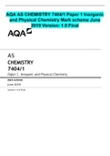 AQA AS CHEMISTRY 7404/1 Paper 1 Inorganic and Physical Chemistry Mark scheme June 2019 Version: 1.0 Final