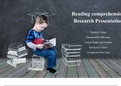 Create a digital presentation, to be used for teacher professional development in an elementary school, which creatively and accurately explains current research on how to develop reading comprehension skills