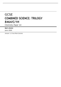        GCSE COMBINED SCIENCE: TRILOGY 8464/C/1H Chemistry Paper 1H Mark scheme