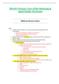 NR601 / NR-601 Midterm Review Notes (Latest 2021 / 2022): Primary Care of the Maturing & Aged Family Practicum - Chamberlain