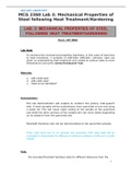 MCG 2360 Lab 3: Mechanical Properties of Steel following Heat Treatment/Hardening