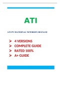 ATI PN MATERNAL NEWBERN OB EXAM (4 VERSIONS) /  PN MATERNAL NEWBERN ATI OB EXAM (4 VERSIONS): LATEST-2021, COMPLETE GUIDE