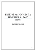 FIN3702 ASSIGNMENT 2 SEMESTER 1