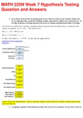 MATH 225N Week 7 Hypothesis Testing Question and Answers (100% CORRECT)