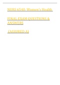 NURS 6540: Women’s Health FINAL EXAM QUESTIONS & ANSWERS (ASSURED A)