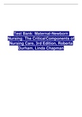 TEST BANK: MATERNAL- NEWBORNNURSING: THE CRITICAL COMPONENTS OF NURSING CARE, 3RD EDITION, ROBERTA DURHAM, LINDA CHAPMAN