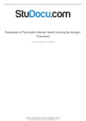 Essentials of Psychiatric Mental Health Nursing: Concepts of Care in Evidence-Based Practice 8th edition Morgan, Townsend Test Bank
