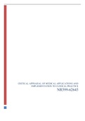 NR 599 Week 6 Critical Appraisal of Medical Applications and Implementation to Clinical Practice 