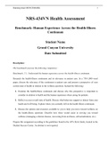 NRS 434VN Week 5 Assignment Benchmark Human Experience Across the Health Illness Continuum