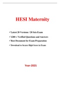 HESI PN Maternity Exam (20 Versions, 1200+ Q & A, Year-2021) / PN HESI Maternity Exam / Maternity HESI PN Exam |Best Document for HESI Exam |