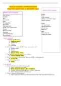 HESI A2 READING COMPREHENSION PRACTICE QUESTIONS & ANSWERS V1&2