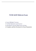 NURS 6630 Midterm Exam (5 Versions, 375 Q & A, 2020/2021) / NURS 6630N Midterm Exam / NURS6630 Midterm Exam / NURS-6630N Midterm Exam |Verified and 100% Correct Q & A, Download to Secure HIGHSCORE|