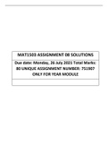 Mat1503 Assignment 8 year module, 2021 Solution