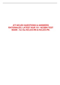 ATI NCLEX  QUESTIONS & ANSWERS RATIONALES, LATEST  NUR 101  NCSBN TEST BANK - for the NCLEX-RN & NCLEX-PN.