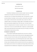 MGMT100  Final  Essay.docx  MGMT100  Leadership Traits  American Military University MGMT100: Human Relations   Leadership Traits  The definition of leadership varies from one person to another. In most cases, leadership is defined based on the people inv