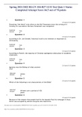 Spring 2021/2022 RLGN 104-B27 LUO Test Quiz 1 Status Completed Attempt Score 66.5 out of 70 points