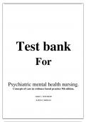 Test bank For Psychiatric mental health nursing. Concepts of care in evidence-based practice 9th edition. MARY C. TOWNSEND KARYN I. MORGAN