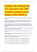 FLORIDA FIRE INSTRUCTOR TEST Questions with 100- Complete Solutions Latest Updates 2024 GRADE