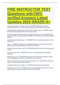 FIRE INSTRUCTOR TEST Questions with100- verified Answers Latest Updates 2024 GRADE A+