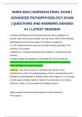 NURS 5315 | NURS5315 FINAL EXAM | ADVANCED PATHOPHYSIOLOGY EXAM | QUESTIONS AND ANSWERS GRADED A+ | LATEST 2024/2025 