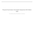 Physical Examination and Health Assessment 8th Edition Test Bank (complete)|Jarvis: Physical Examination and Health Assessment, 8th Edition_Complete Current Solutions.