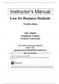 Solution Manual For Law for Business Students, 12th Edition by Alix Adams, Stephanie Caplan, Graeme Lockwood