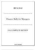 (WGU D076) BUS 2040 Finance Skills for Managers - Complete OA Review 20242025.