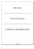 (SU) PSY 1001 General Psychology - Complete Midterm Guide 20242025