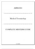 (SU) AHS1001 Medical Terminology - Complete Midterm Guide 20242025