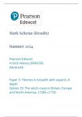 Mark Scheme (Results) Summer 2024 Pearson Edexcel In GCE History (9HI0/33) Advanced Paper 3: Themes in breadth with aspects in depth Option 33: The witch craze in Britain, Europe and North America, c1580–c1750