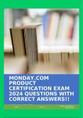 MONDAY.COM PRODUCT CERTIFICATION EXAM 2024 QUESTIONS WITH CORRECT ANSWERS!!