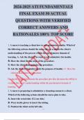 2024-2025 ATI FUNDAMENTALS FINAL EXAM BUNDLE LATEST UPDATED ACTUAL QUESTIONS WITH VERIFIED CORRECT ANSWERS AND RATIONALES 100% TOP SCORE