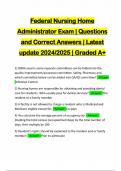 Federal Nursing Home Administrator Exam | Questions and Correct Answers | Latest update 2024/2025 | Graded A+