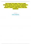 TEST BANK FOR FAMILY HEALTH CARE NURSING THEORY, PRACTICE, AND RESEARCH, 6E JOANNA ROWE KAAKINEN, DEBORAH PADGETT COEHLO, ROSE STEELE, MELISSA ROBINSON