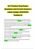 CLT Practice Final Exam | Questions and Correct Answers | Latest Update 2024/2025 | Graded A+