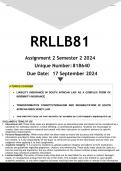 RRLLB81 Assignment 2 (ANSWERS) Semester 2 2024 - DISTINCTION GUARANTEED