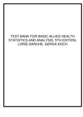 TEST BANK FOR BASIC ALLIED HEALTH STATISTICS AND ANALYSIS, 5TH EDITION, LORIE DARCHE