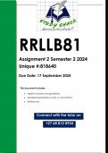 RRLLB81 Assignment 3 FINAL PORTFOLIO (QUALITY ANSWERS) Semester 2 2024