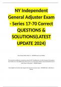 NY Independent General Adjuster Exam - Series 17-70 Correct QUESTIONS & SOLUTIONS(LATEST UPDATE 2024)