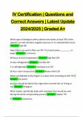 IV Certification | Questions and Correct Answers | Latest Update 2024/2025 | Graded A+