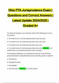 Ohio PTA Jurisprudence Exam | Questions and Correct Answers | Latest Update 2024/2025 | Graded A+