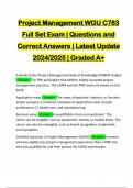 Project Management WGU C783 Full Set Exam | Questions and Correct Answers | Latest Update 2024/2025 | Graded A+